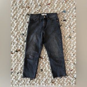 Topshop petite straight jeans with raw hem | petite | washed black | w25/l28